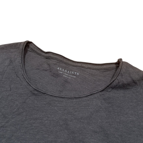 All Saints Figure Raw Hem Crewneck Gray L/S T Shirt Mens Large - Picture 4 of 8